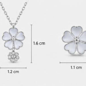 Combo dây chuyền + bông tai White - Hình ảnh 2