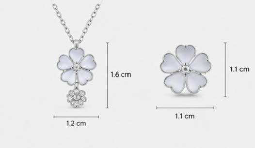 Combo dây chuyền + bông tai White